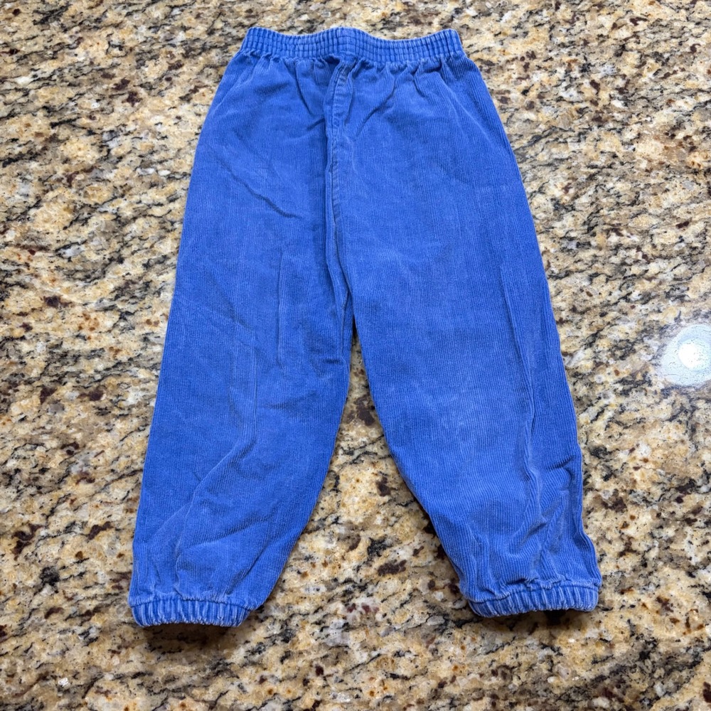 Vintage Evenflo Blue Corduroy Elastic Waist Pants Kids Size 2 Made in USA